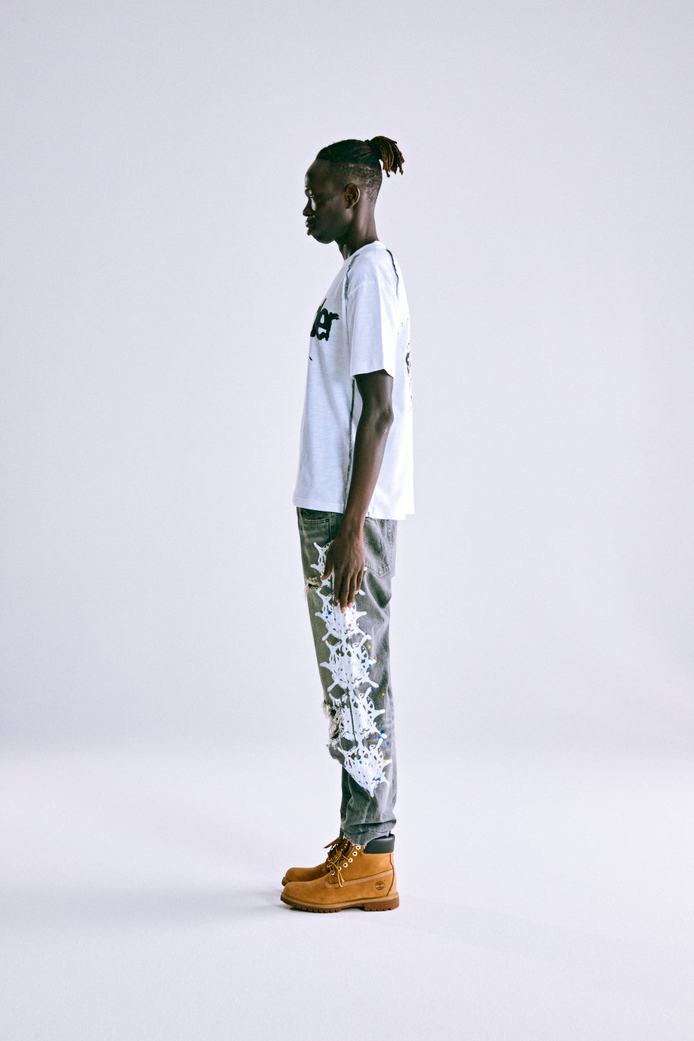 CONTRAST STITCH SLUB TEE