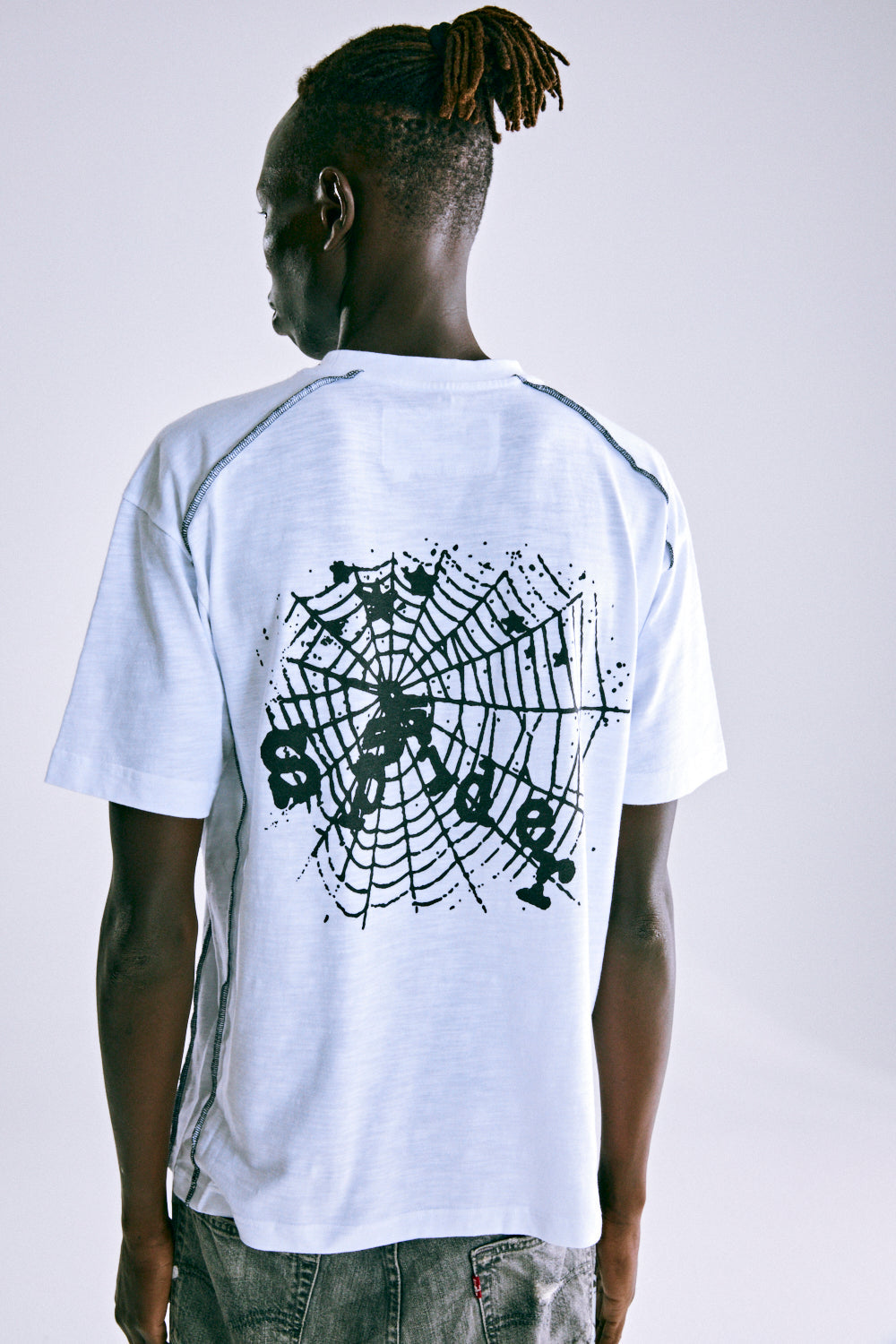 CONTRAST STITCH SLUB TEE