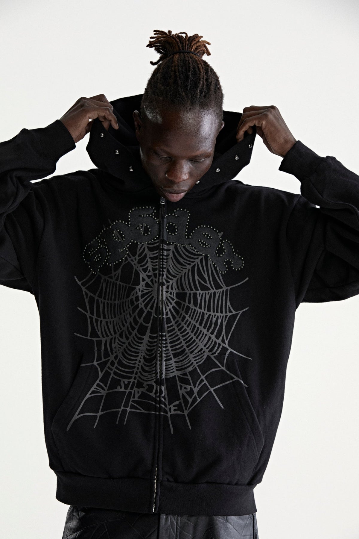 OG WEB STUDDED ZIP HOODIE